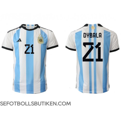 Argentina Paulo Dybala #21 Replika Hemma matchkläder VM 2022 Korta ärmar